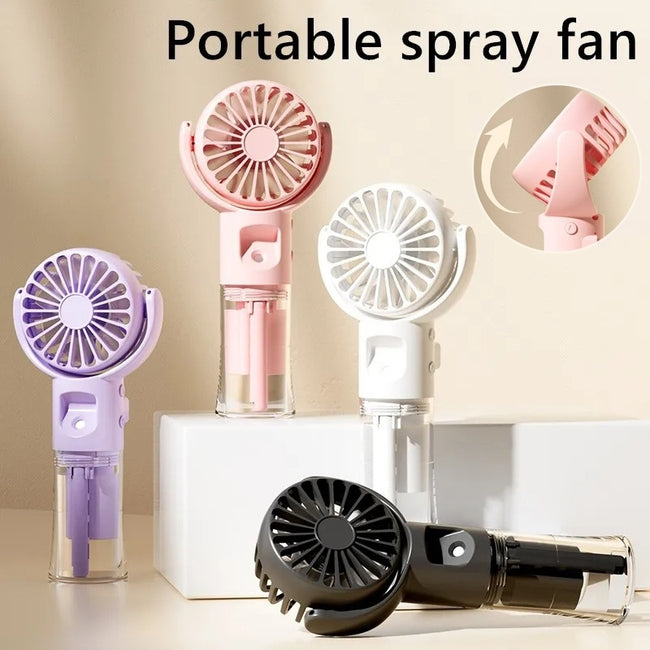 Portable Handheld Spray Fan 4-Speed Water Spray Mist Fan Summer Cooling Artifact USB Charging Summer Supplies Outdoor Mini Fan Hover Image