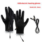 USB Heating Men's And Women's Winter Windproof Waterproof Cycling Gloves