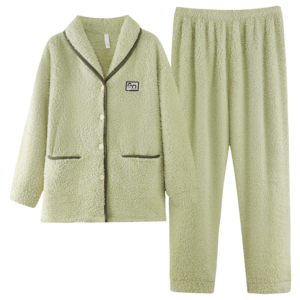 Women's Flannel Warm Cardigan Thickened Pajamas