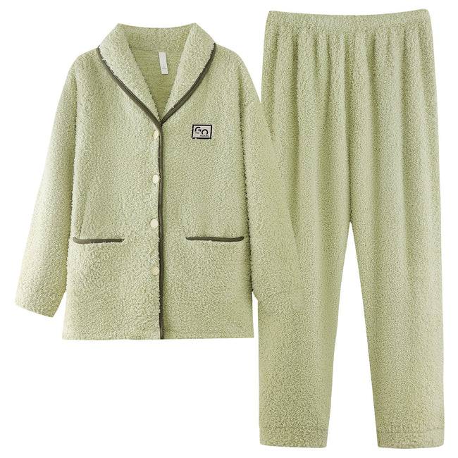 Women's Flannel Warm Cardigan Thickened Pajamas Main Image