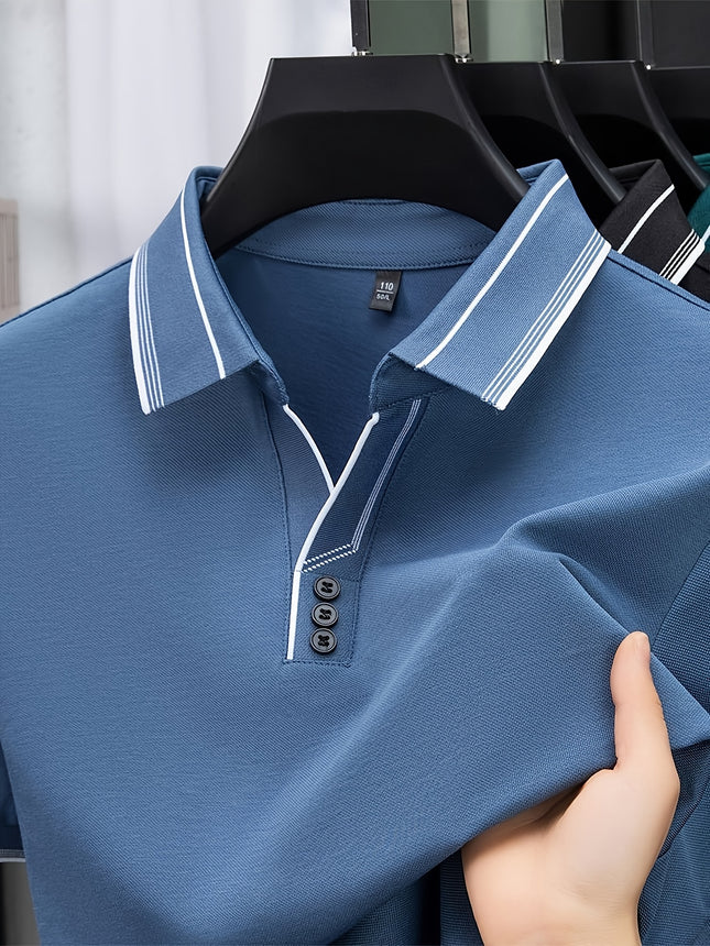 Men Dark Green Short Sleeve Shirt Breathable Office Casual
