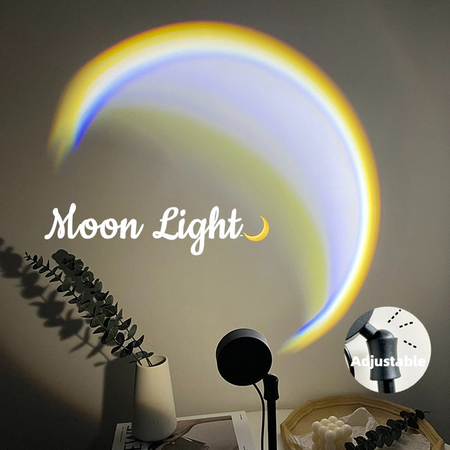 INS USB Moon Lamp LED Rainbow Neon Night Sunset Light Projector Photography Wall Atmosphere Lighting For Bedroom Home Decor Hover Image