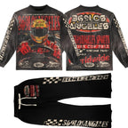 Speedway Long-Sleeve T-Shirt & Flare Sweatpants Full Set