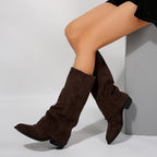 Autumn And Winter New Large Size Thick Heel Non-slip Skinny Boots Women