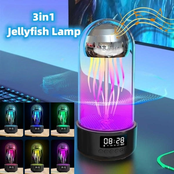 Creative 3in1 Colorful Jellyfish Lamp With Clock Luminous Portable Stereo Breathing Light Smart Decoration Bluetooth-compatible Speaker Hover Image