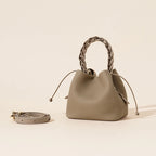 First Layer Leather One-shoulder Crossbody Vegetable Basket Bucket Bag