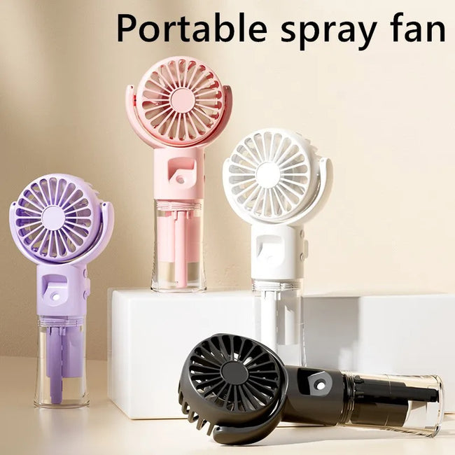 Portable Handheld Spray Fan 4-Speed Water Spray Mist Fan Summer Cooling Artifact USB Charging Summer Supplies Outdoor Mini Fan Main Image