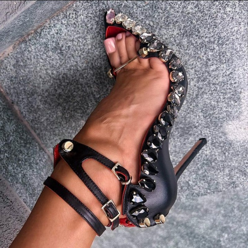 Pointed Toe Rhinestone Super High Heel Women's Shoes
