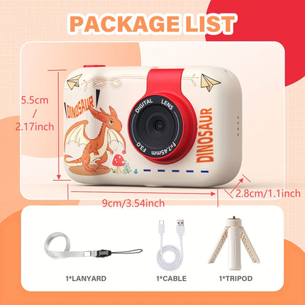 Dinosaur Kids Camera 180 Degree Rotating Lens UHD Tripod