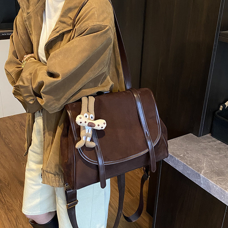 British Retro Suede Briefcase Women's Fashion Large Capacity