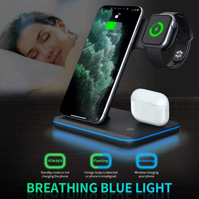 Compatible Mobile Phone Watch Earphone Wireless Charger 3 In 1 Wireless Charger Stand Hover Image