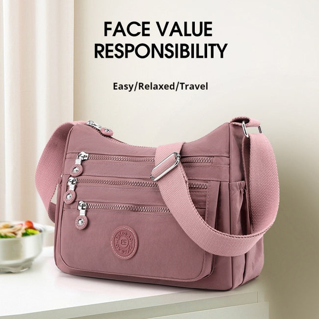 Simple Solid Color Nylon Crossbody Cloth Bag Hover Image
