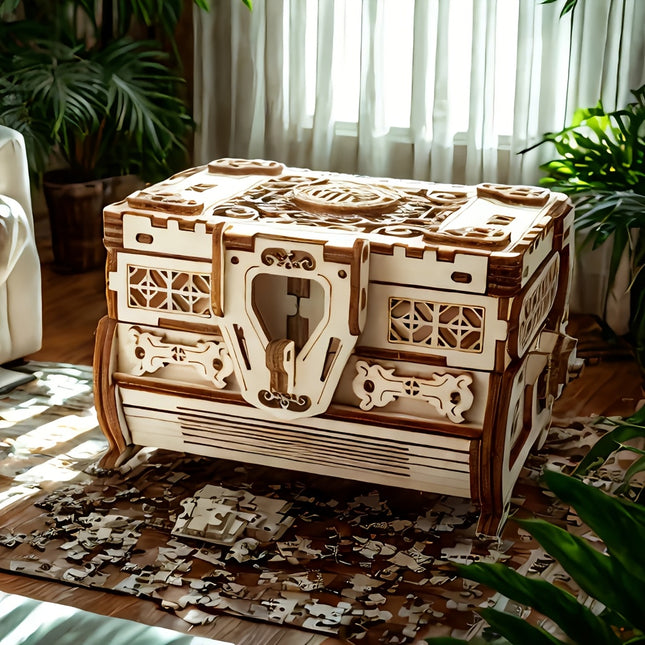DIY Wooden 3D Puzzle Jewelry Box Model Kit Handmade Gear