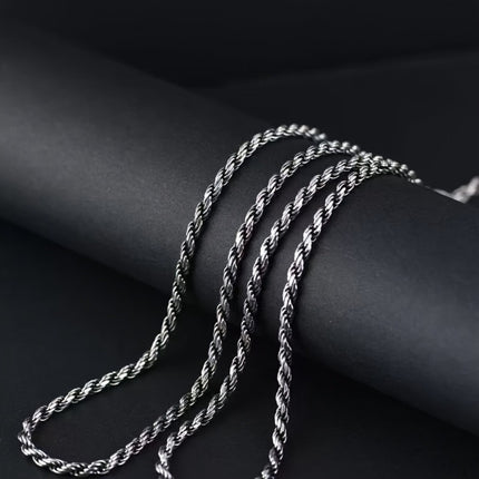 S925 Sterling Silver Couples Necklace With Twisted Rope Chain