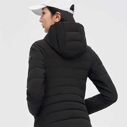 Zip Up Hooded Warm Coat Women Casual Winter Solid Outerwear