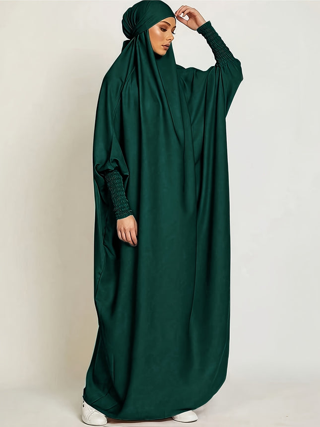 Navy Blue Womens Islamic Abaya Robe Flowing Modest Dress
