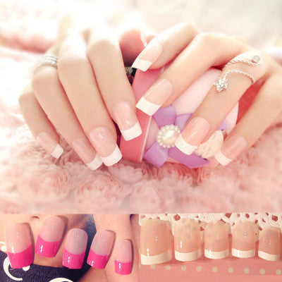 Nail art  Nail art finished French long fake nail patch long French Hover Image