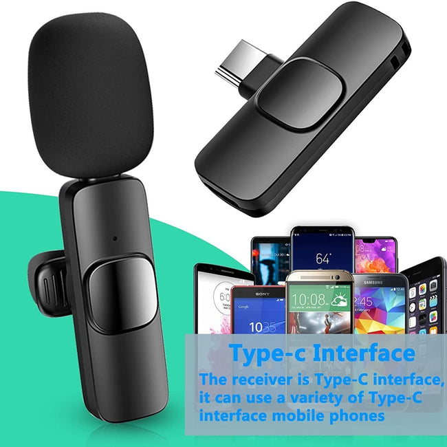 Wireless Lavalier Lapel Microphone For IPhone IPad Professional Wireless Clip Mic - Cordless Omnidirectional Condenser Recording Mic For Interview Video Podcast Vlog YouTube Hover Image