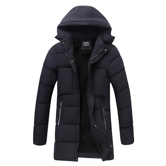Men's Thick Mid-length Hooded Cotton Jacket Main Image