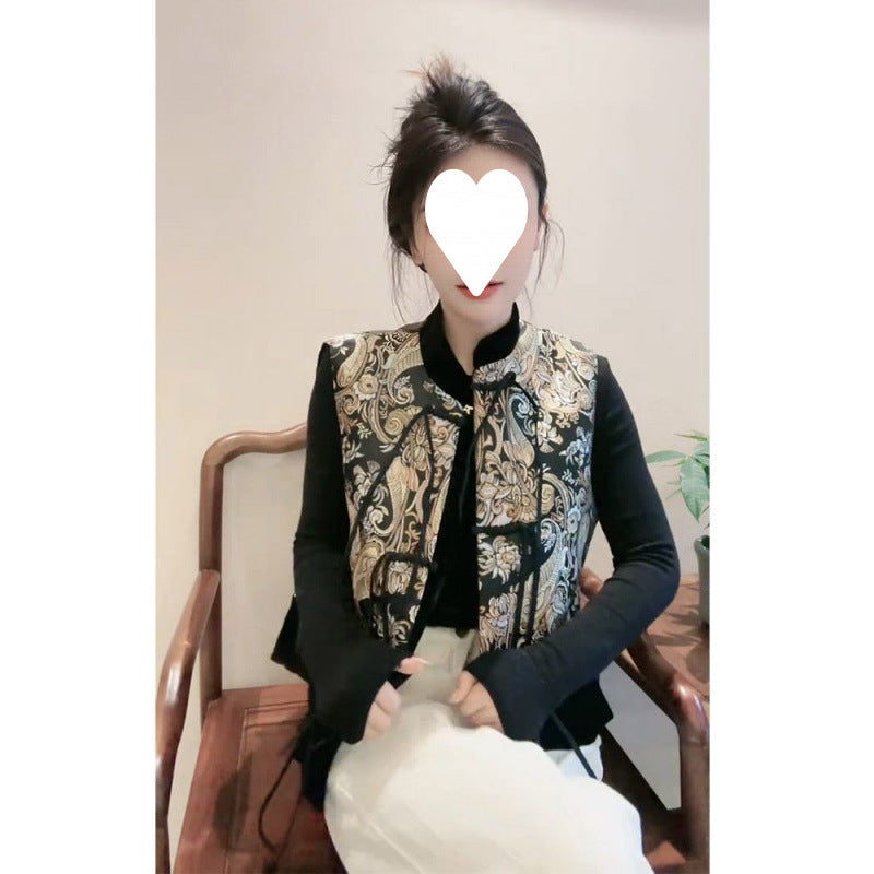 Fashion Tang Suit Retro Top Ethnic Style New Chinese Style Vest