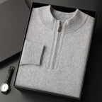 Men's Half-high Collar Loose Half Zipper Solid Color Pullover Sweater