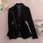 Black Pleuche Temperament Slim Fashion Velvet Suit