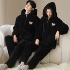Plush Couple Pajamas Women's Winter Casual Zipper Hooded Outerwear Men's Homewear Suit