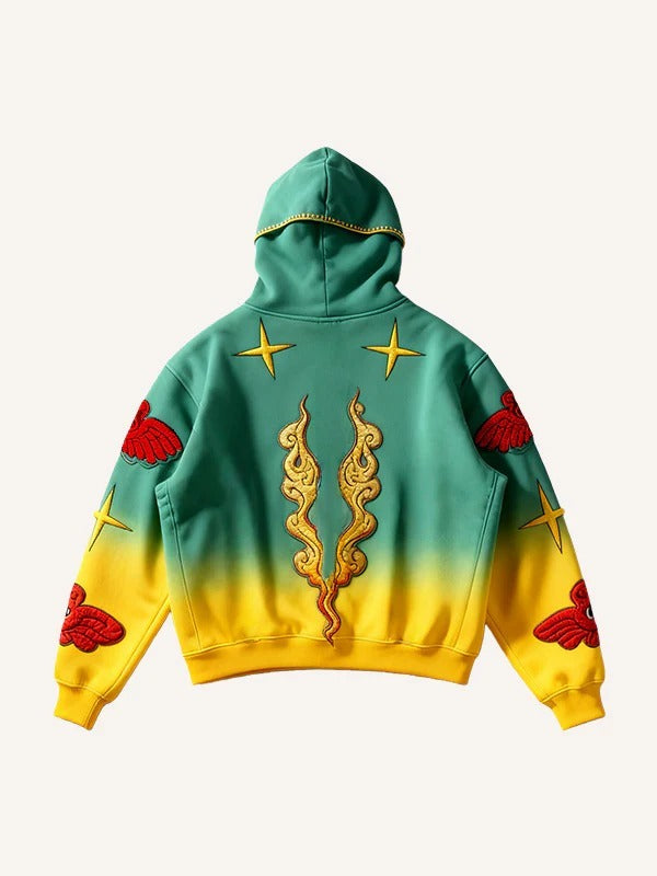 Vintage Print Loose-fitting Hoodie Sweater