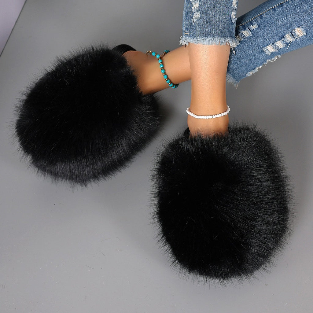 Large Size Solid Color Fluffy Soft Bottom Winter Baotou Home Warm Multi-color Cotton Slippers