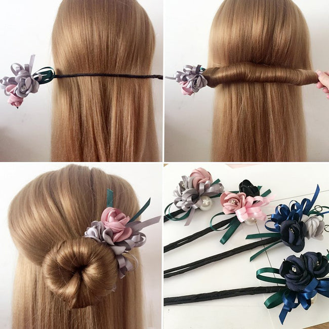Bun Hair Half Bun Pearl Flower Hair Plate Hair Elastic Korean Styling Headdress Hair Accessories Hover Image