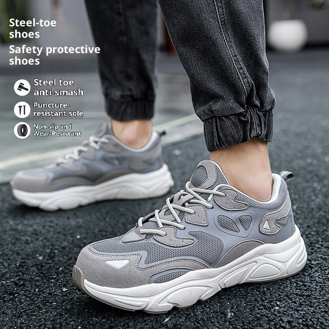 Steel Head Non-slip Soft Bottom Four Seasons Breathable Mesh Shoes Hover Image