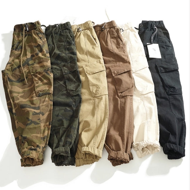 Men's Multi-pocket Stretch Worn Looking Washed-out Loose Cargo Casual Pants Hover Image
