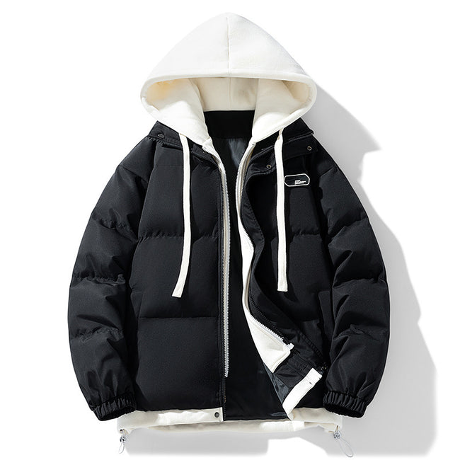 Fake Two-piece Cotton-padded Coat Thickened Hooded Warm Jacket Hover Image