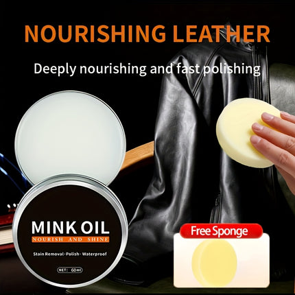 Leather Care Colorless Nourishing Cream With Cleaning Sponge