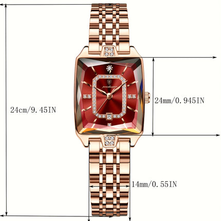 POEDAGAR Elegant Stainless Steel Square Watch For Women