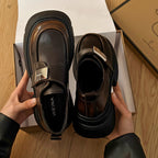 Fashion Metal Buckle Small Leather Shoes