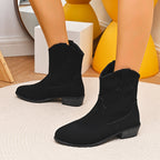 New Pointed British Style Mid Heel Boots