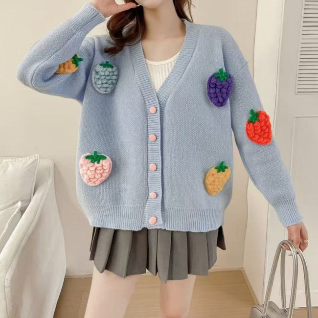 Handmade Embroidery High-end Cardigan Korean Style Design Heavy Work Sweater Hover Image