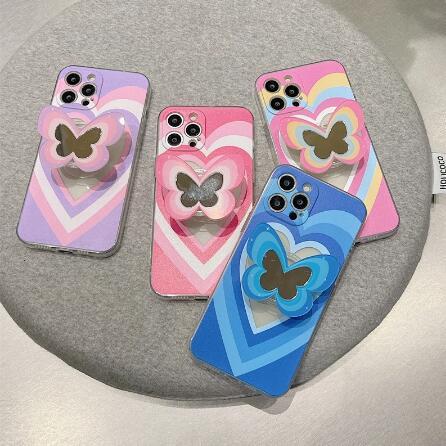 Color Butterfly Stand Silicone Phone Case Hover Image