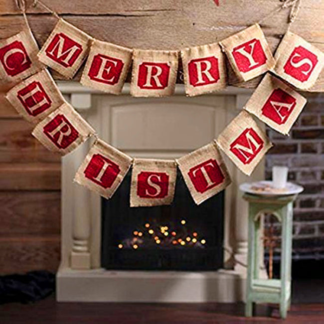Merry Christmas Sackcloth Flag Christmas Banner Christmas Banner Decoration Main Image