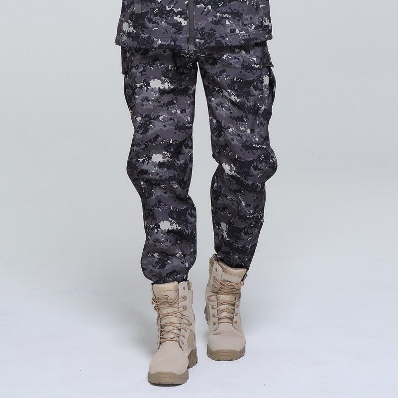 Outdoor Men's Fleece Soft Shell Pants Breathable And Windproof Wear-resistant