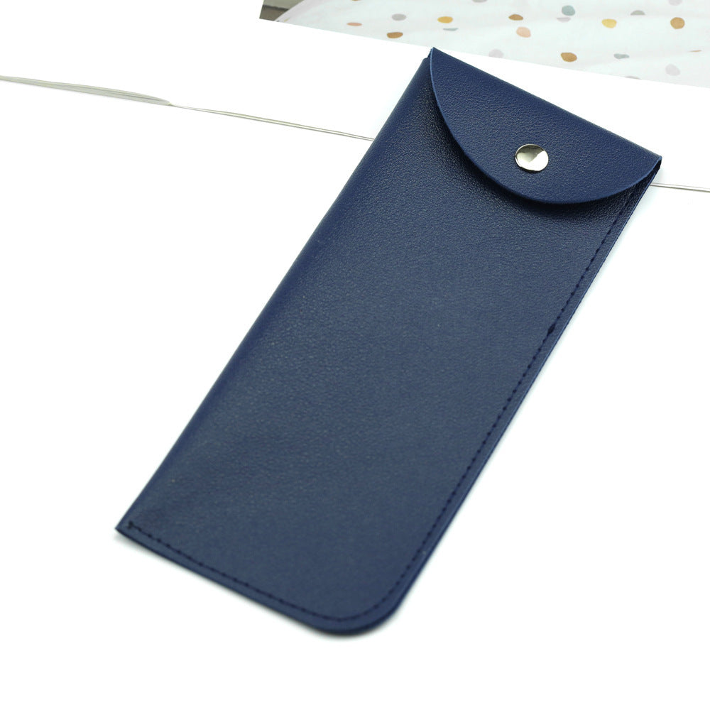 Leather Glasses Bag Thickened Open Holster Snap Button Portable