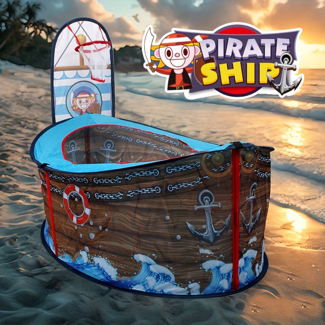 Pirate Ship Kids Play Tent Durable Polyester Beach Nautical