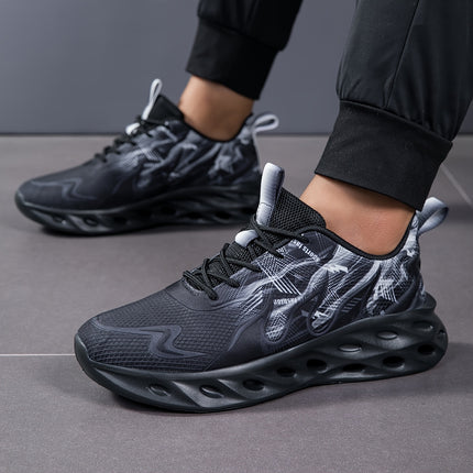 Mens Running Shoes Anti Slip Breathable Lightweight Lace Up Sneakers