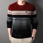 Fleece-lined Thickened Striped Fashion Pullover Base Knitwear