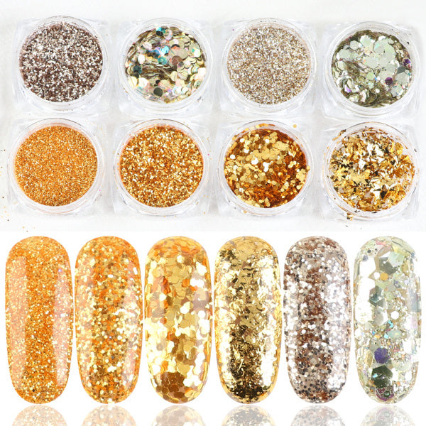 8 Box Mix Glitter Nail Art Powder Flakes Set Main Image