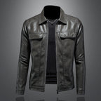 Men's Lapel Biker's Leather Jacket Slim Fit
