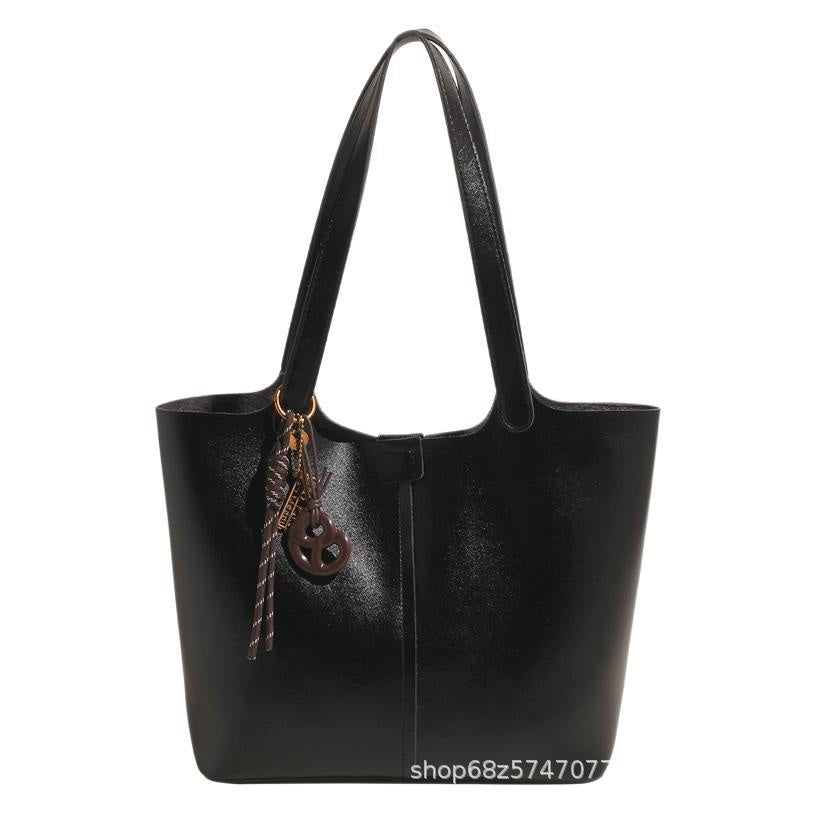 Large Capacity Casual Underarm Shoulder Bag Retro Textured Tote Bag