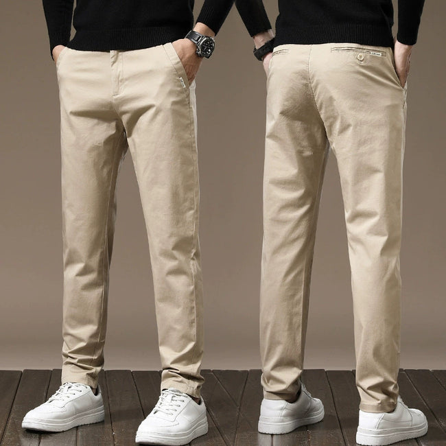 Combed Cotton Light Business Casual Pants Men Hover Image