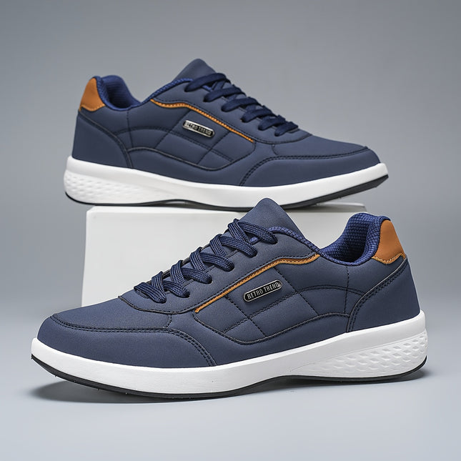 Men's British Style Low Top Sneakers Brown Navy All Season
